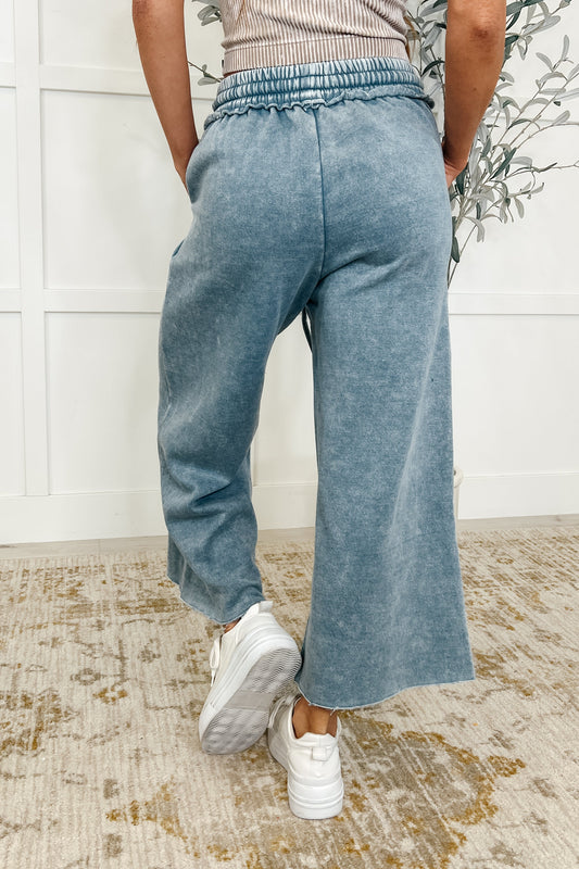 In or Out Wide Leg Cropped Pants | Dusty Blue