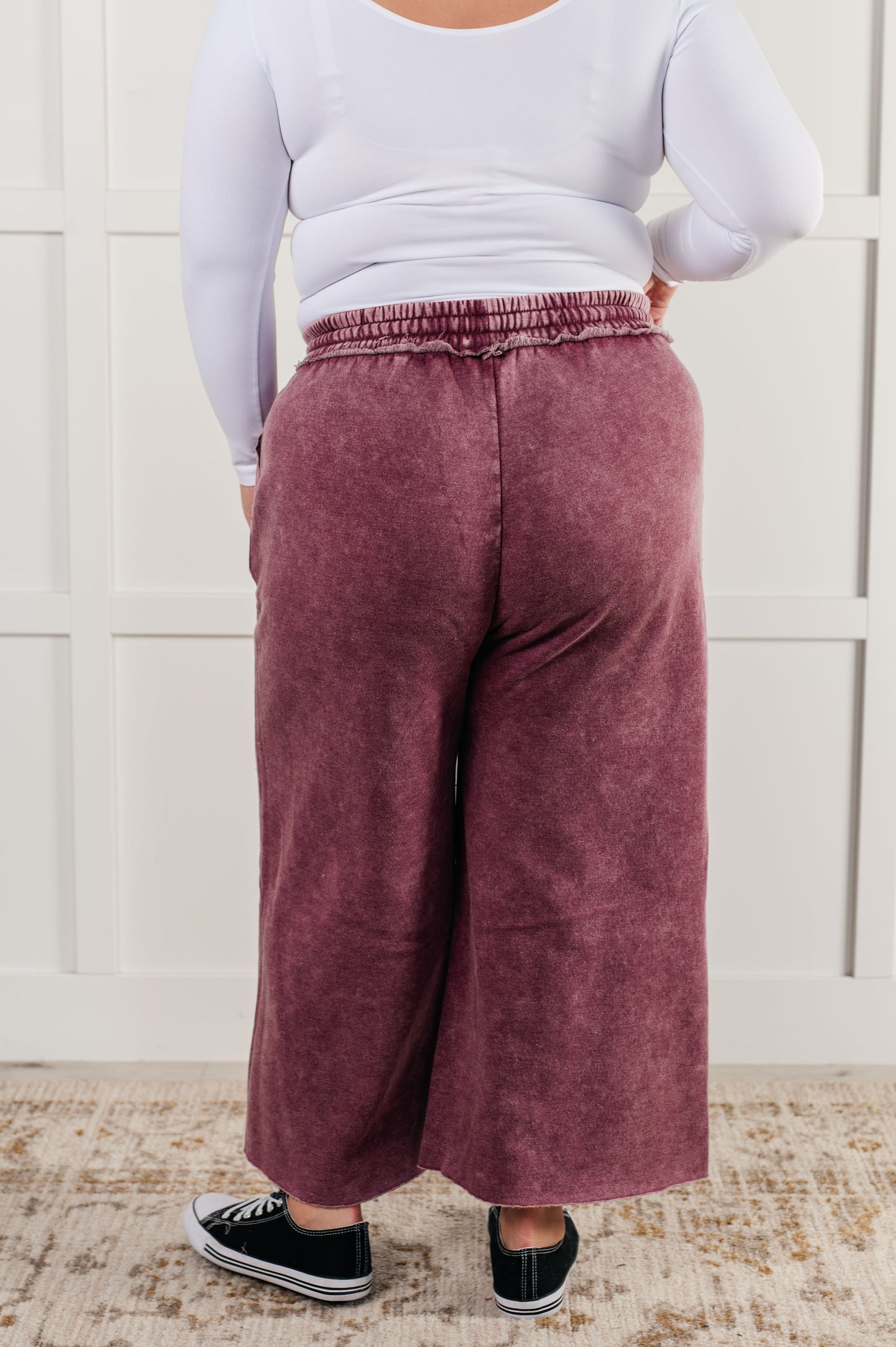 In or Out Wide Leg Cropped Pants | Eggplant