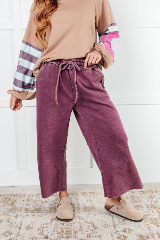 In or Out Wide Leg Cropped Pants | Eggplant