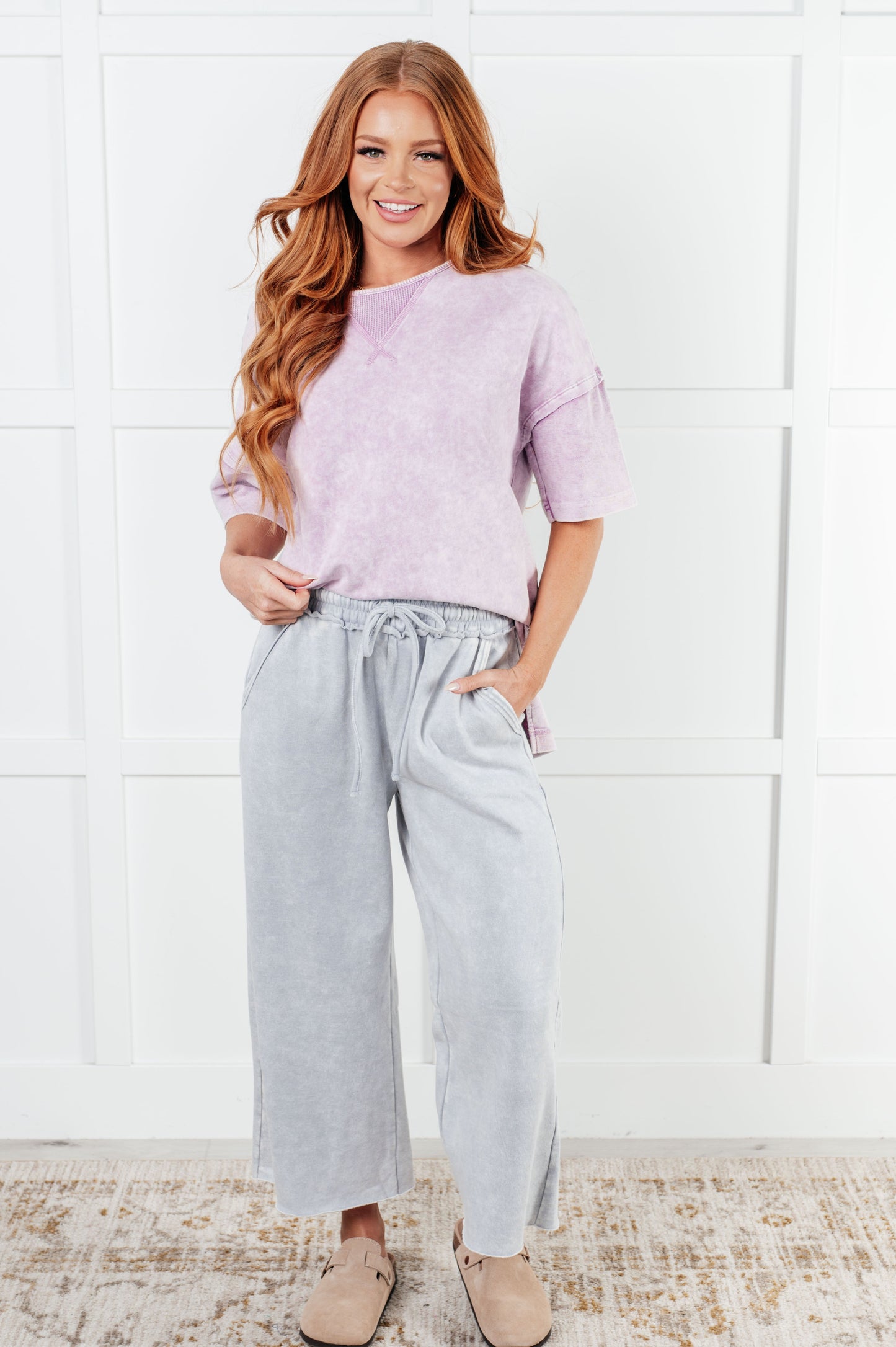 In or Out Wide Leg Cropped Pants | Light Grey