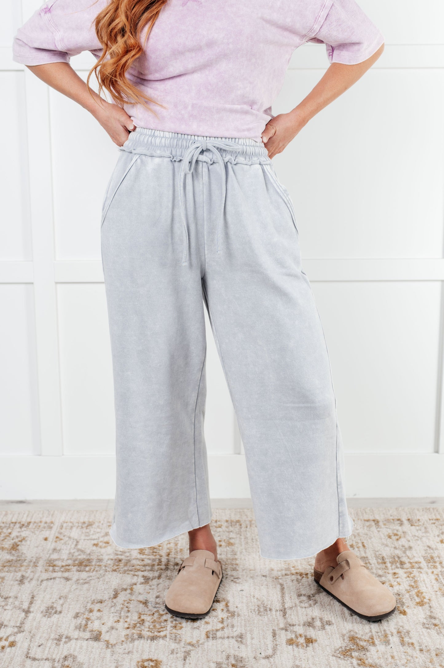 In or Out Wide Leg Cropped Pants | Light Grey