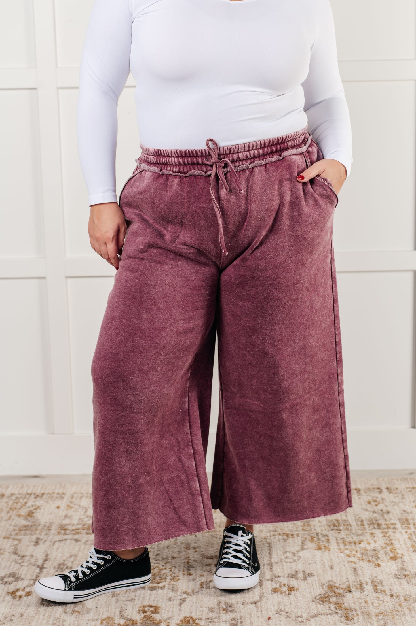 In or Out Wide Leg Cropped Pants | Eggplant