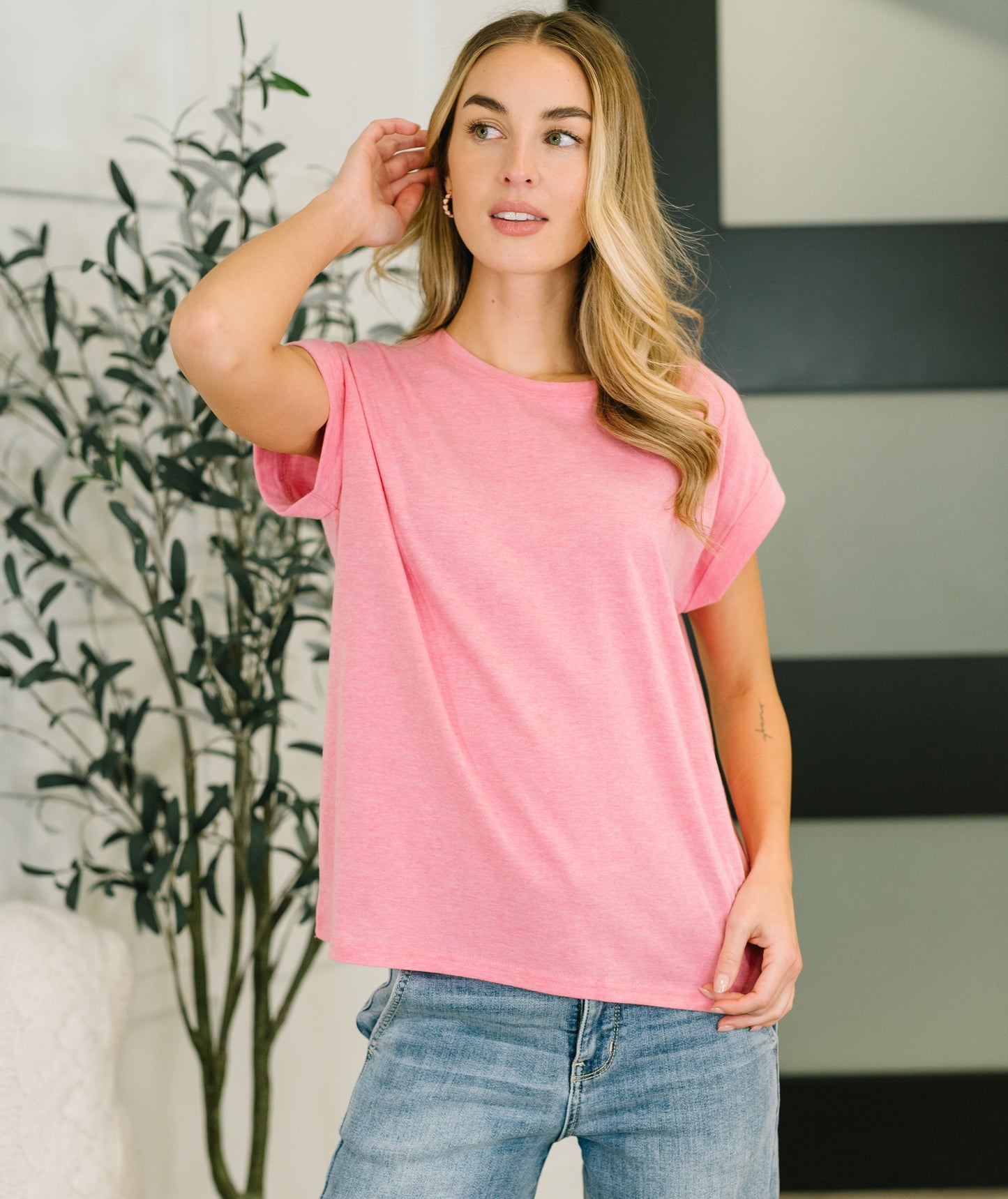 It Starts Here Basic Top | Heather Fuchsia