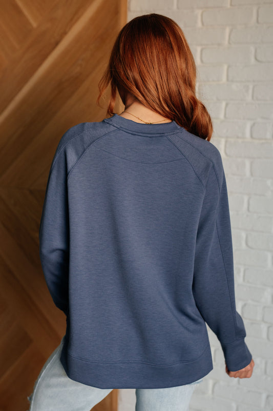 It's The Little Things Scuba Pullover | Blue Indigo