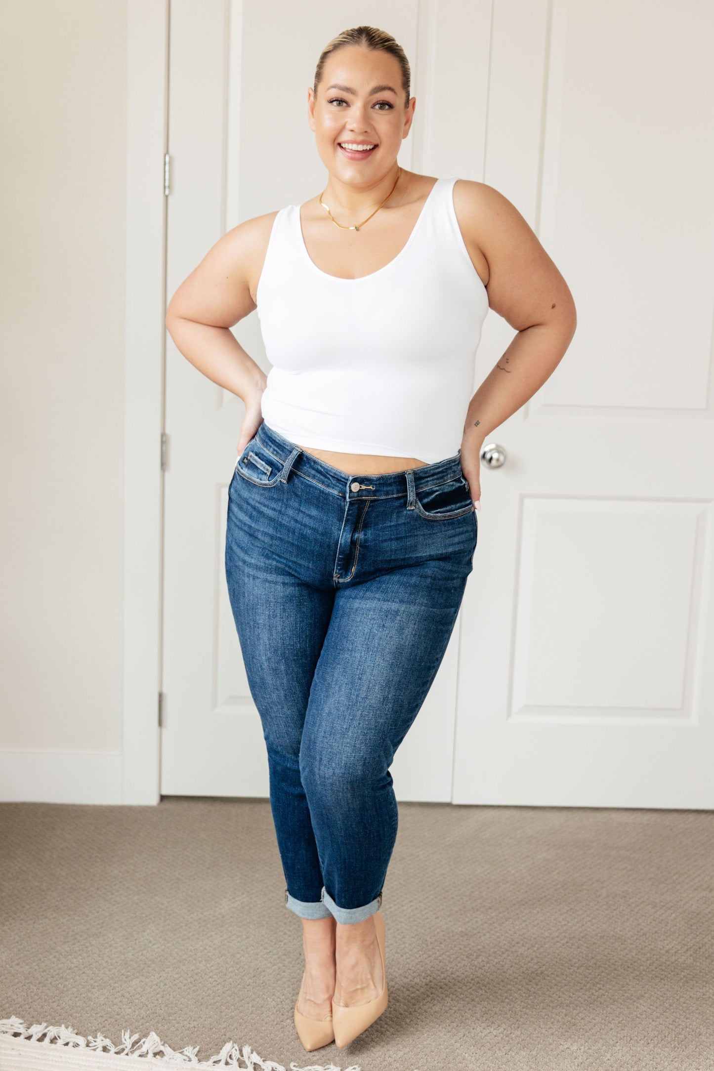 London Mid-Rise Cuffed Boyfriend Jeans | Judy Blue