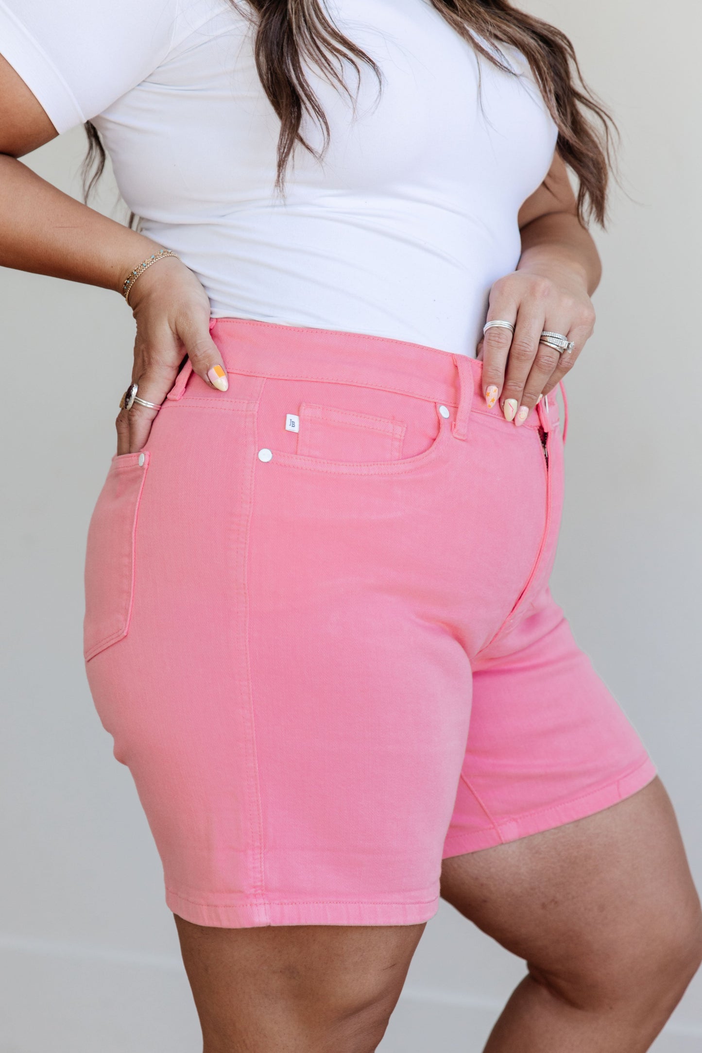 Jenna High Rise Control Top Cuffed Shorts | Pink | Judy Blue