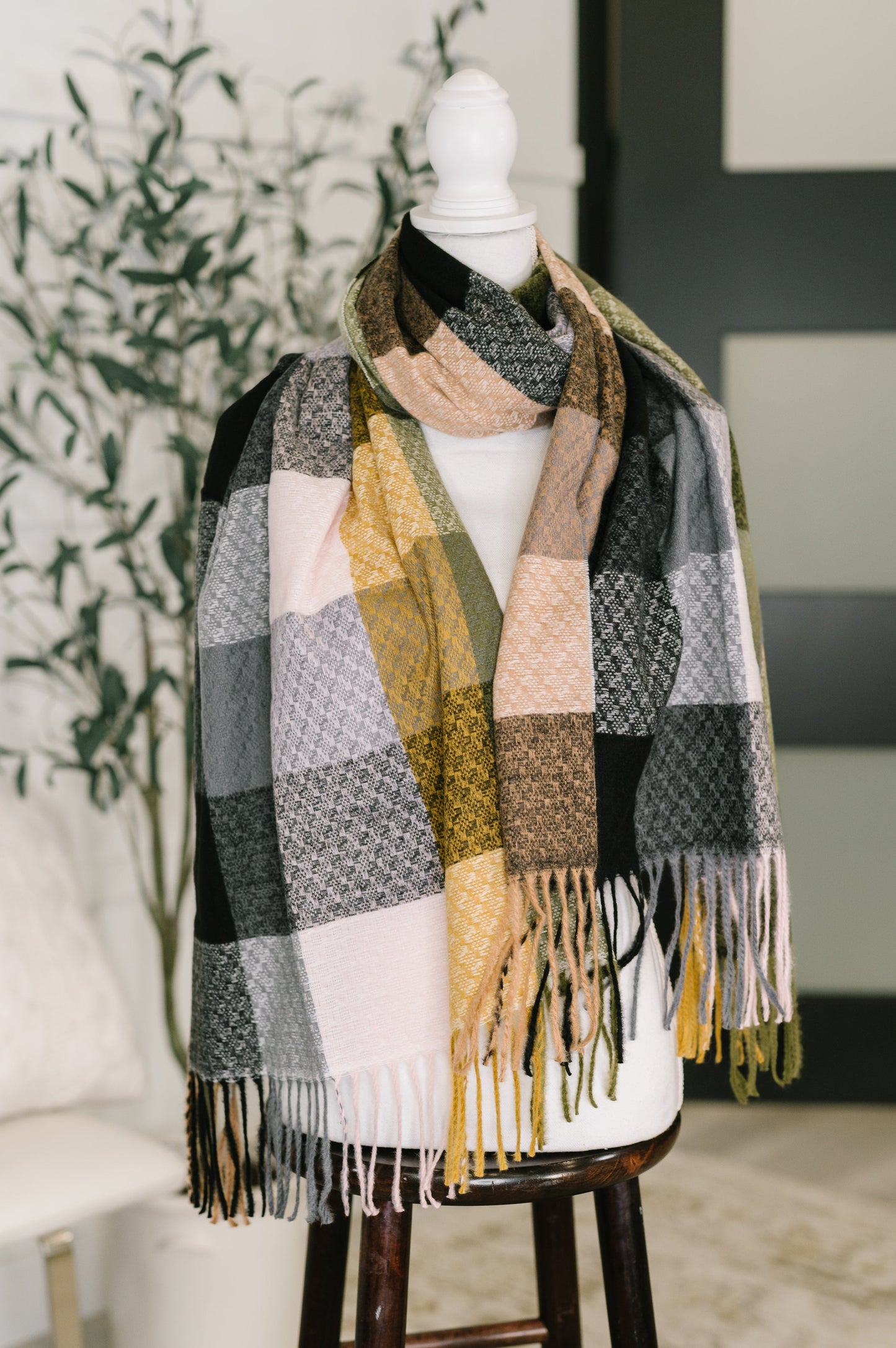 Keep Me Cozy Checkered Scarf | Woodland Shades