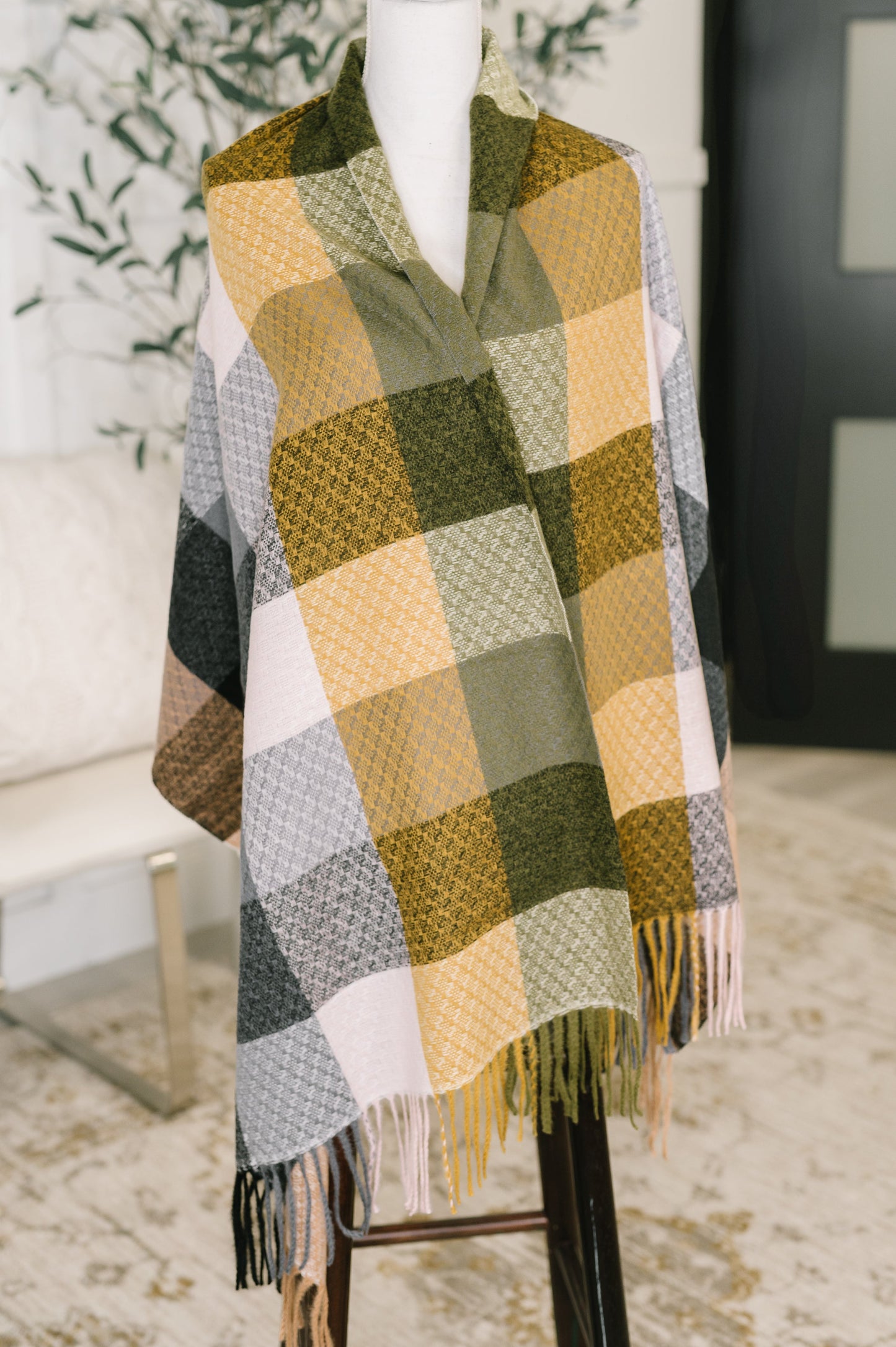 Keep Me Cozy Checkered Scarf | Woodland Shades