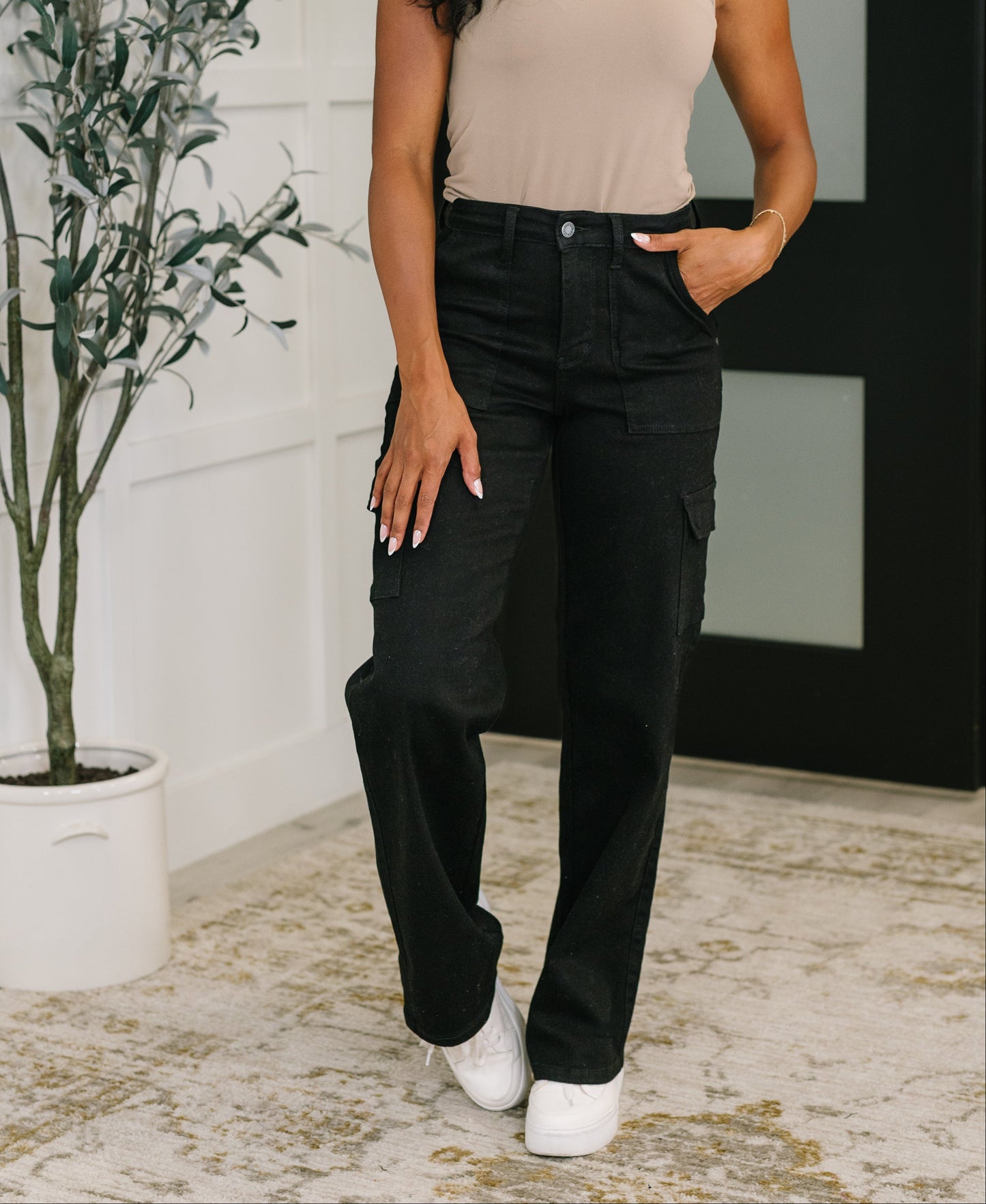 Keira High-Waist Cargo Jeans | Black | Judy Blue