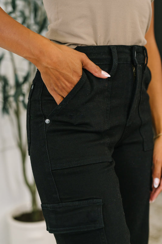 Keira High-Waist Cargo Jeans | Black | Judy Blue