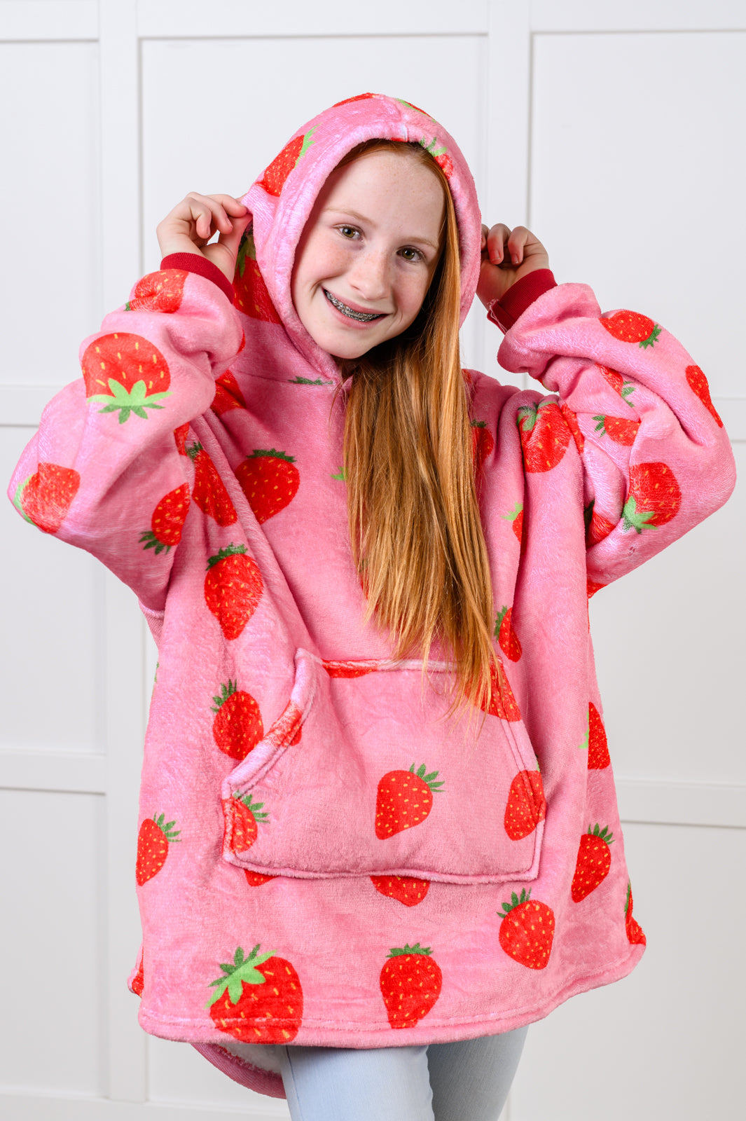 Adelynn Oversized Hoodie Blanket | Strawberry | Kid's