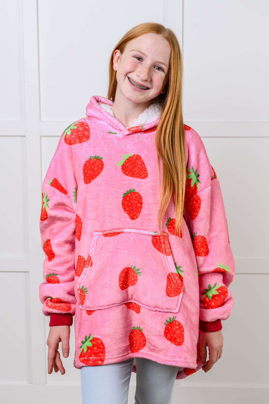 Adelynn Oversized Hoodie Blanket | Strawberry | Kid's