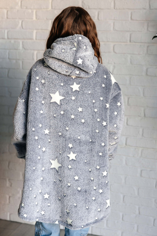 Oversized Hoodie Blanket | Grey Stars | Kid's