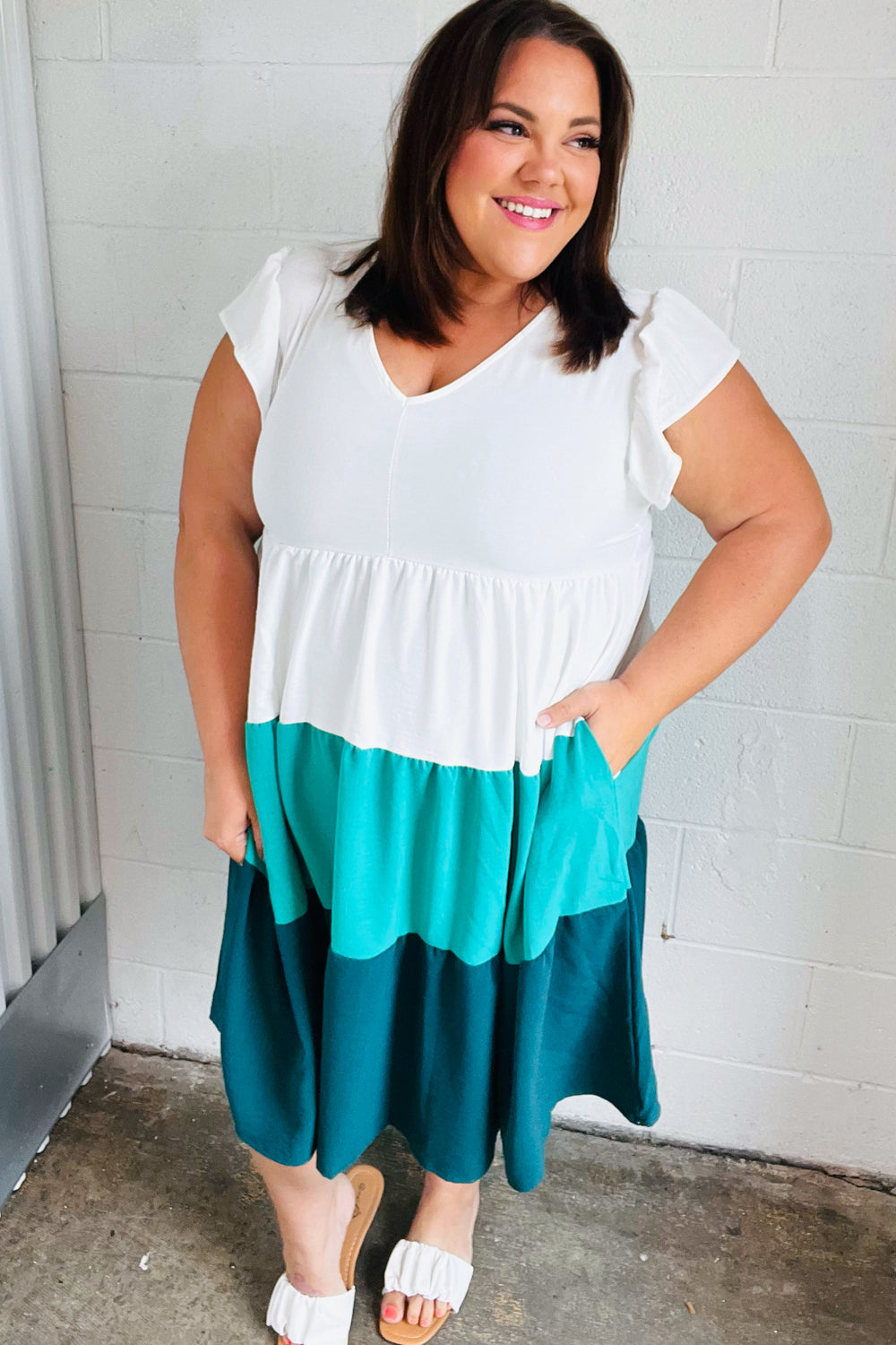 Seafoam Tiered Midi Dress