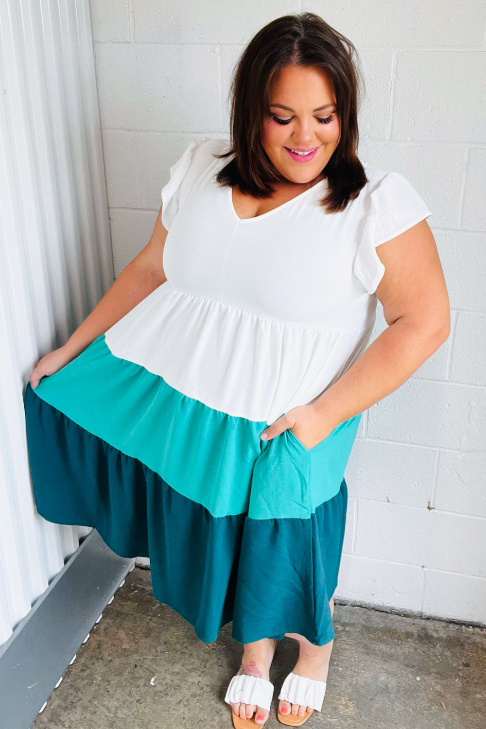 Seafoam Tiered Midi Dress