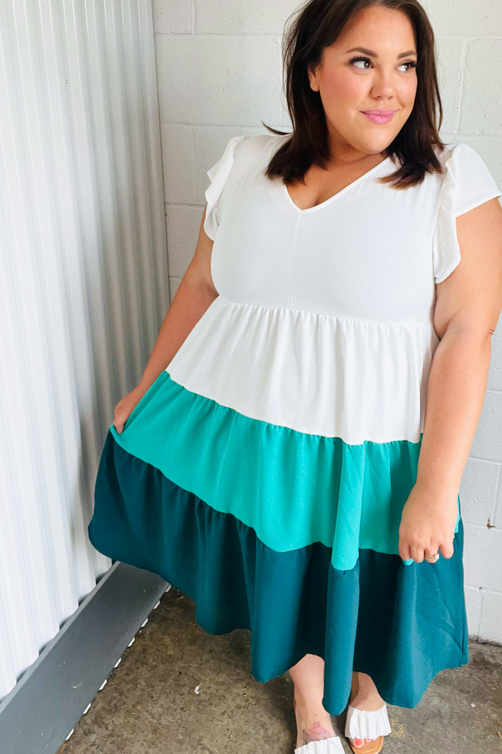 Seafoam Tiered Midi Dress