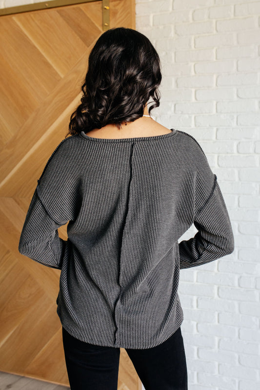 Kinda Sorta Ribbed Top | Charcoal