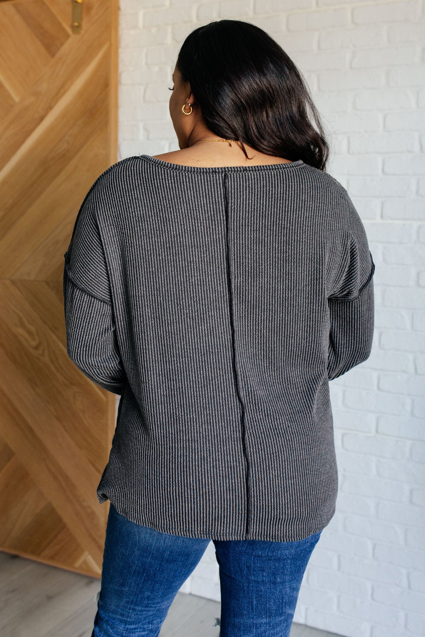 Kinda Sorta Ribbed Top | Charcoal