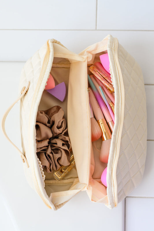 Quilted Makeup Bag | Cream