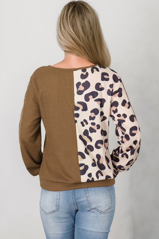 Falll Leopard Waffle-Knit Top