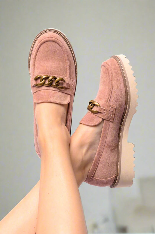 Literally Loafers | Blush Faux Suede