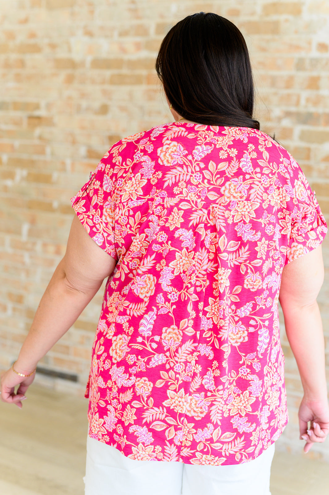 Lizzy Cap Sleeve Top | Pink & Peach Floral