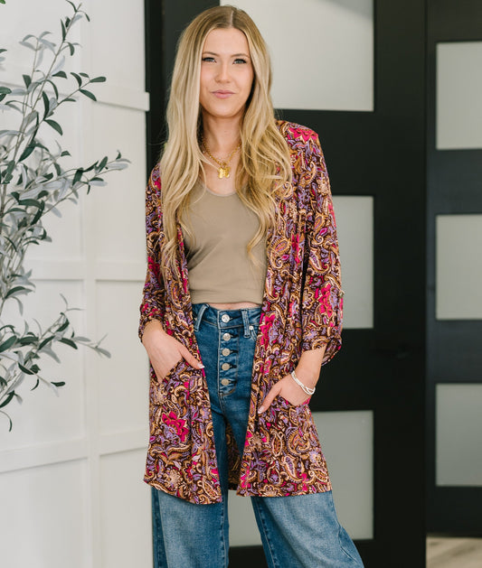 Lizzy Cardigan | Chocolate Paisley