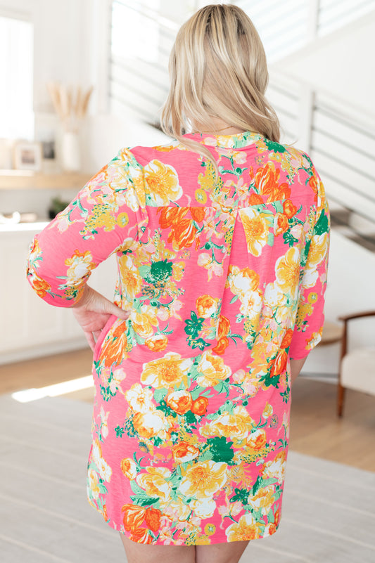 Lizzy Dress | Hot Pink & Yellow Floral
