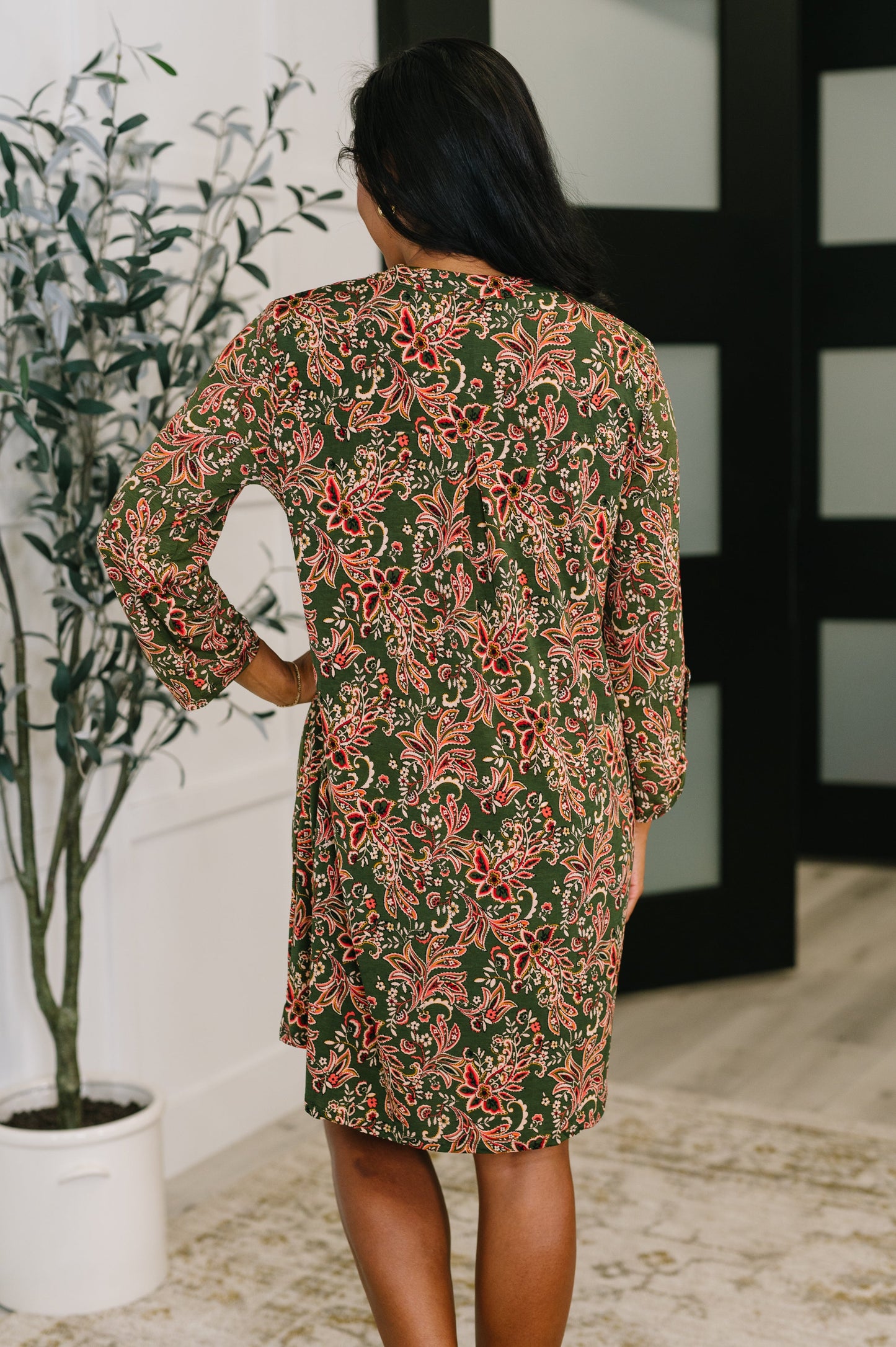 Lizzy Dress | Olive Paisley
