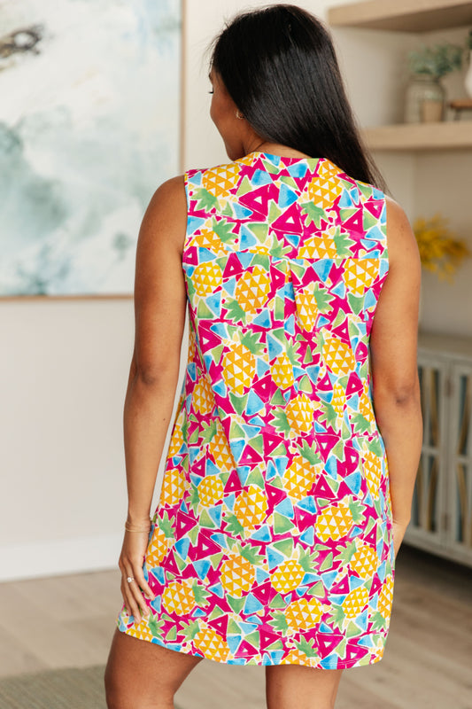 Lizzy Tank Dress | Abstract Magenta Pineapple