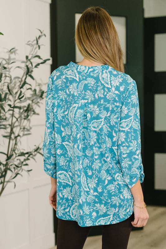 Lizzy Top | Aqua Paisley