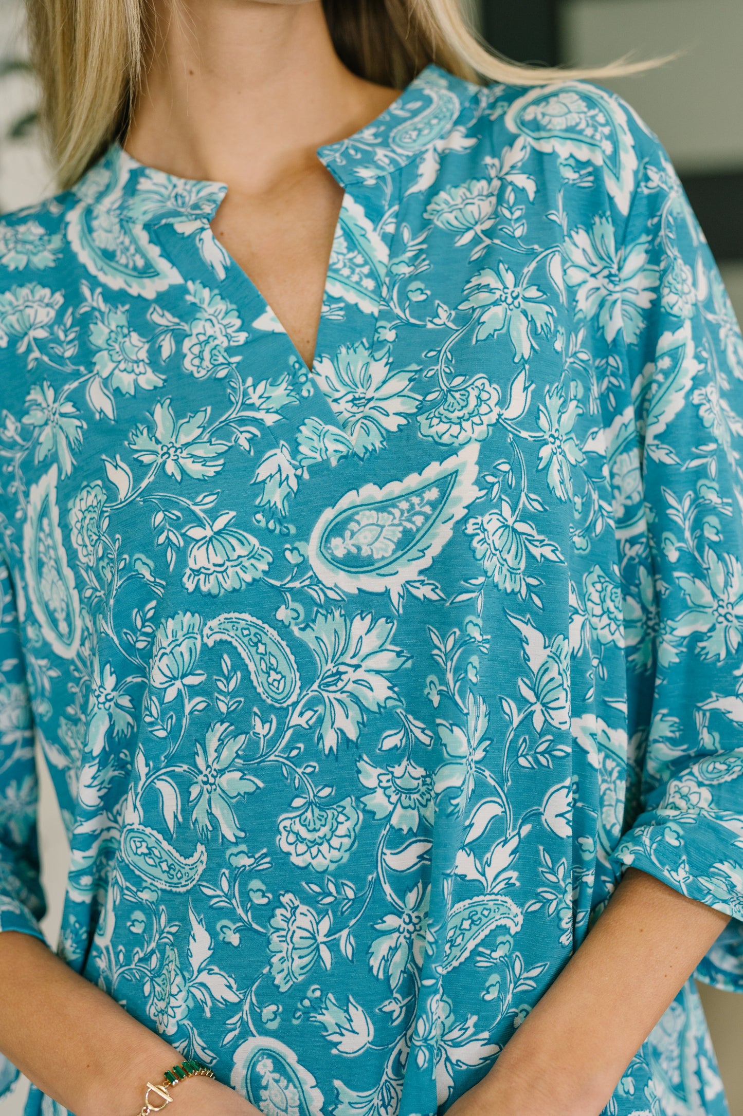 Lizzy Top | Aqua Paisley