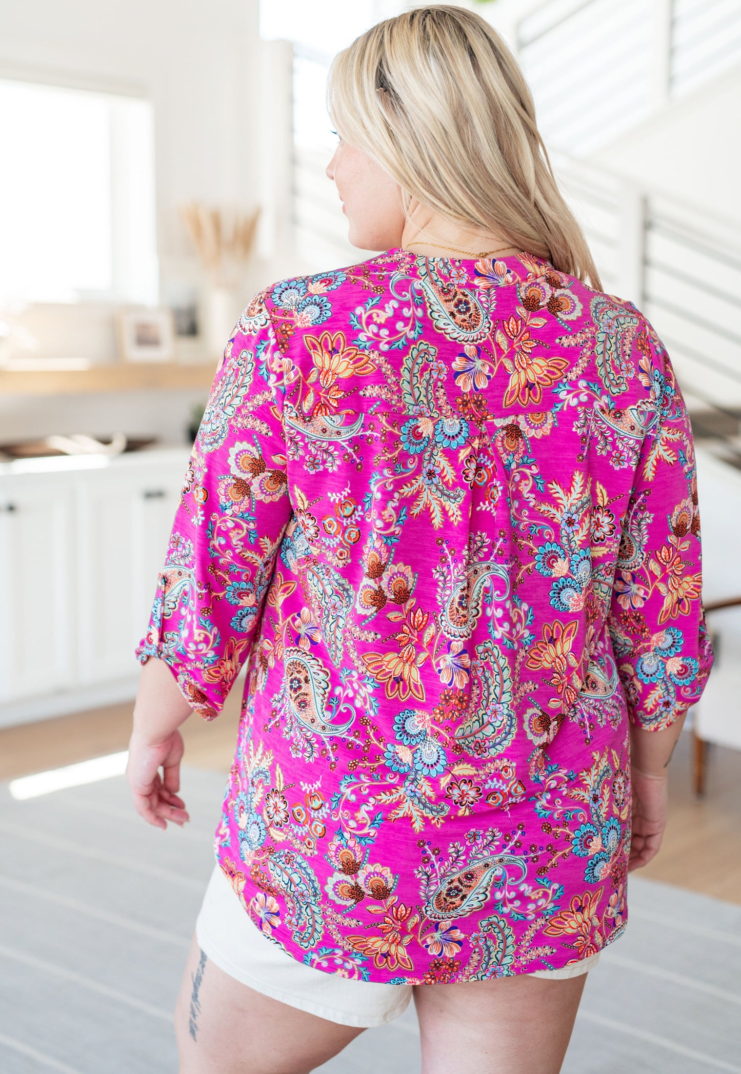 Lizzy Top | Magenta Floral Paisley