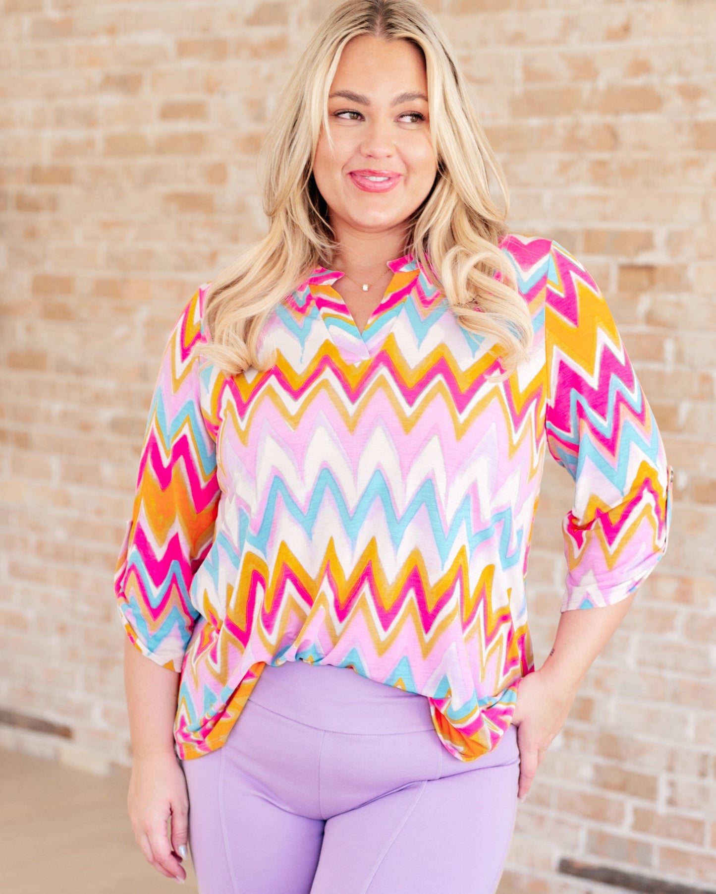 Lizzy Top | Orange Chevron