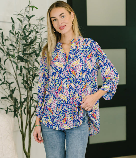 Lizzy Top | Royal Blue Paisley