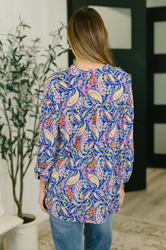 Lizzy Top | Royal Blue Paisley