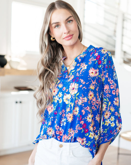 Lizzy Top | Royal & Blush Floral