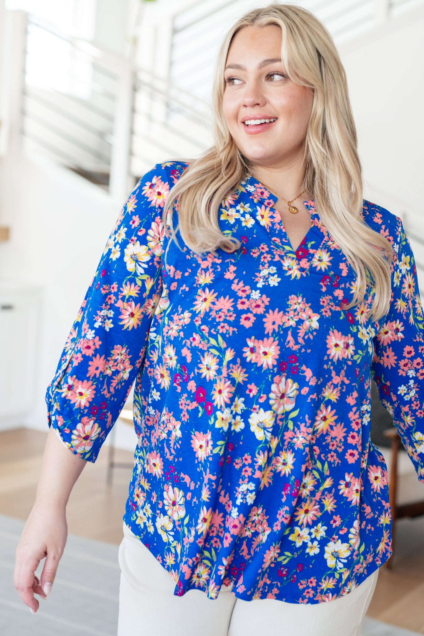 Lizzy Top | Royal & Blush Floral