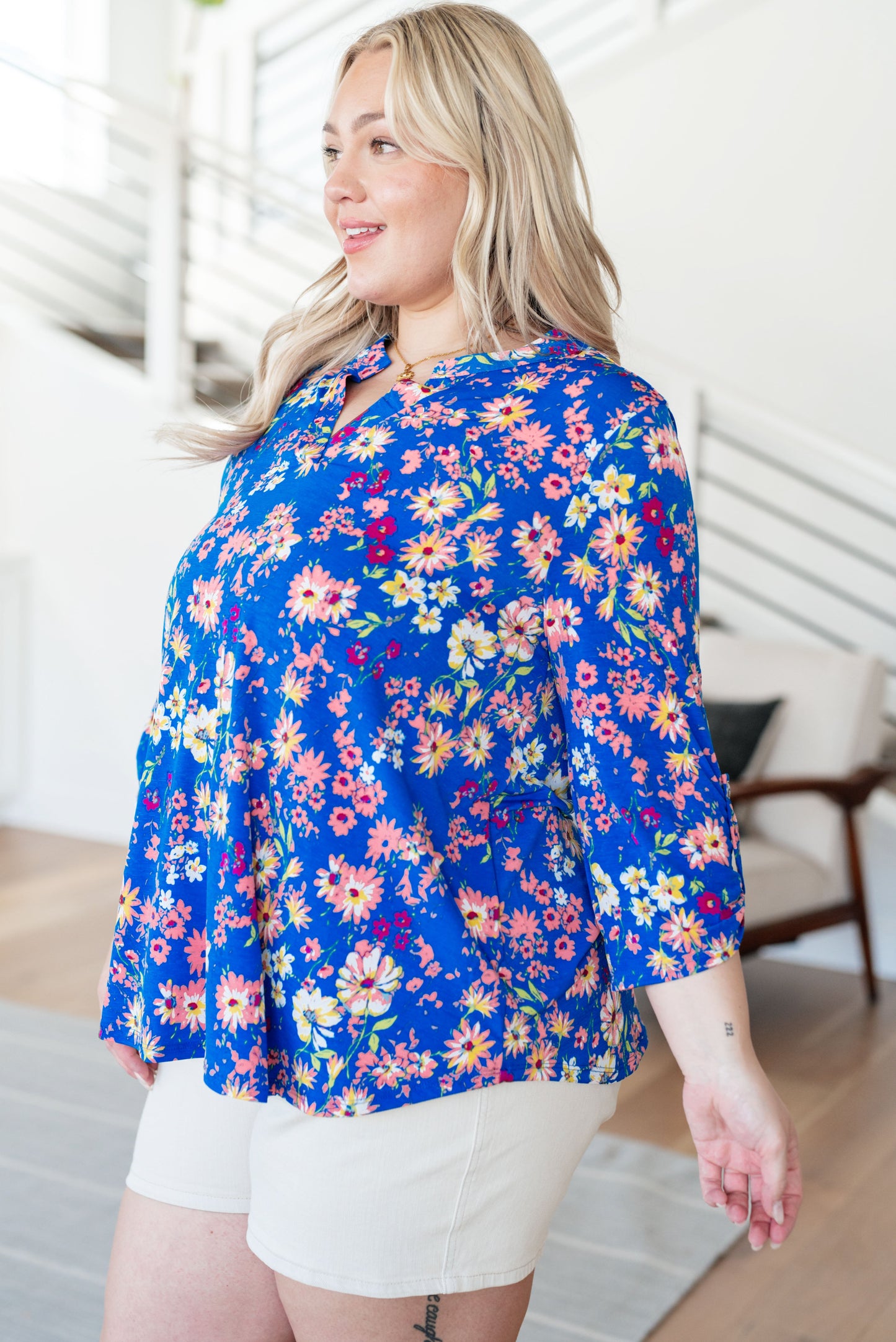 Lizzy Top | Royal & Blush Floral