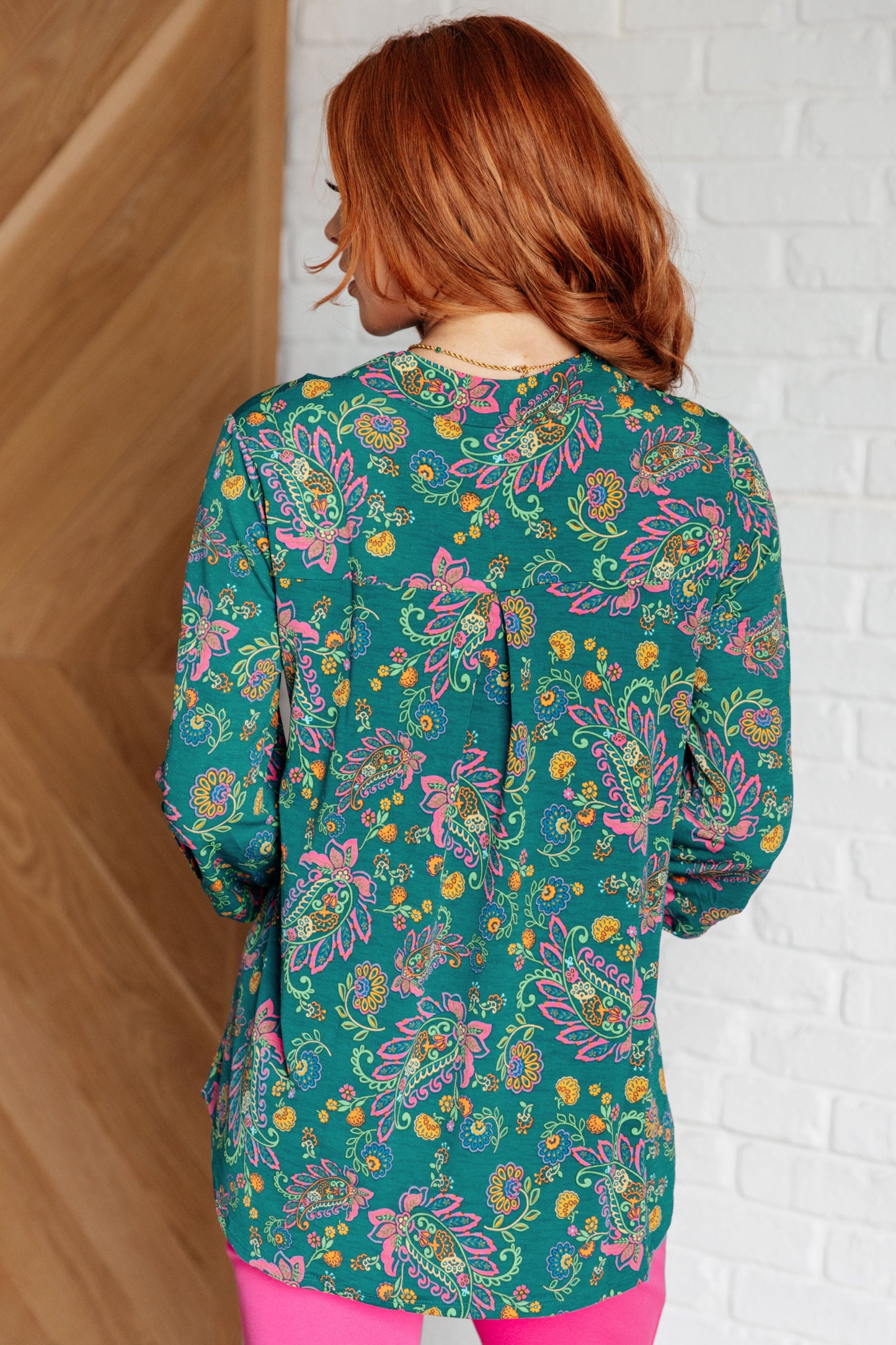 Lizzy Top | Teal & Purple Floral Paisley