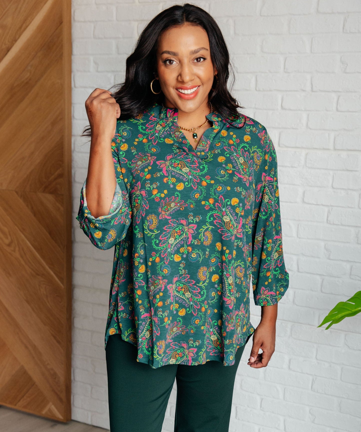 Lizzy Top | Teal & Purple Floral Paisley