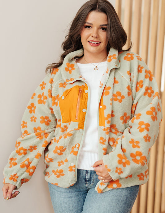 Love It Don't Leave It Floral Fleece Jacket