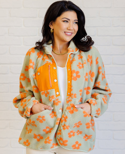 Love It Don't Leave It Floral Fleece Jacket