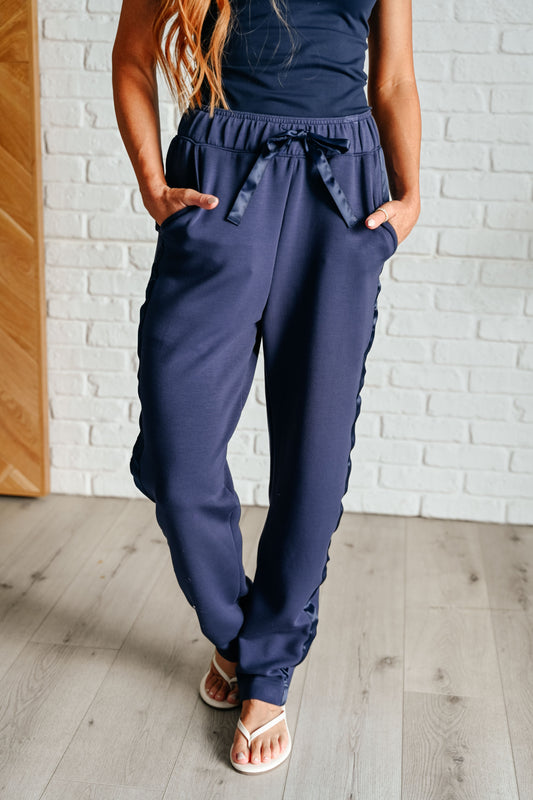 Lysa Satin Stripe Lounge Pants | Smoky Navy