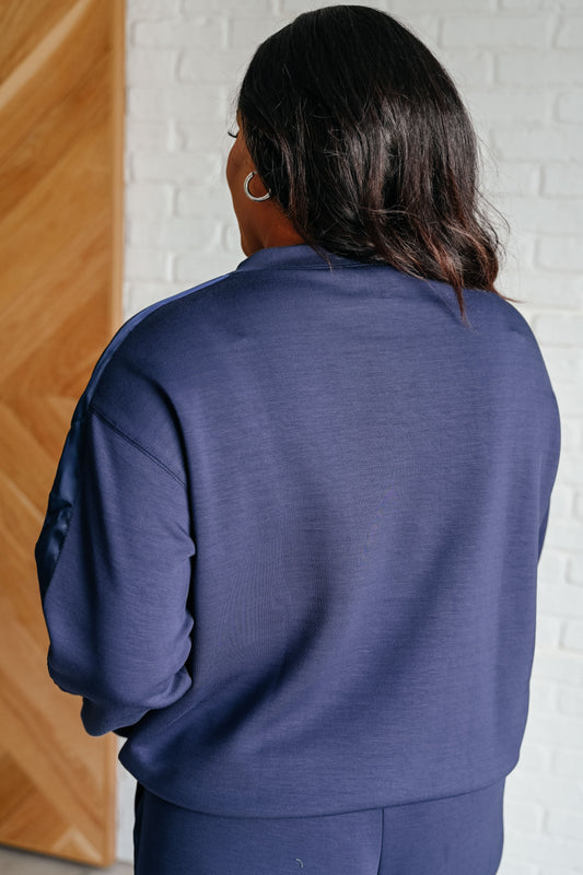 Lysa Satin Striped Pullover | Smoky Navy