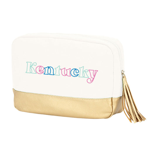 Kentucky Embroidered Cabana Cosmetic Bag