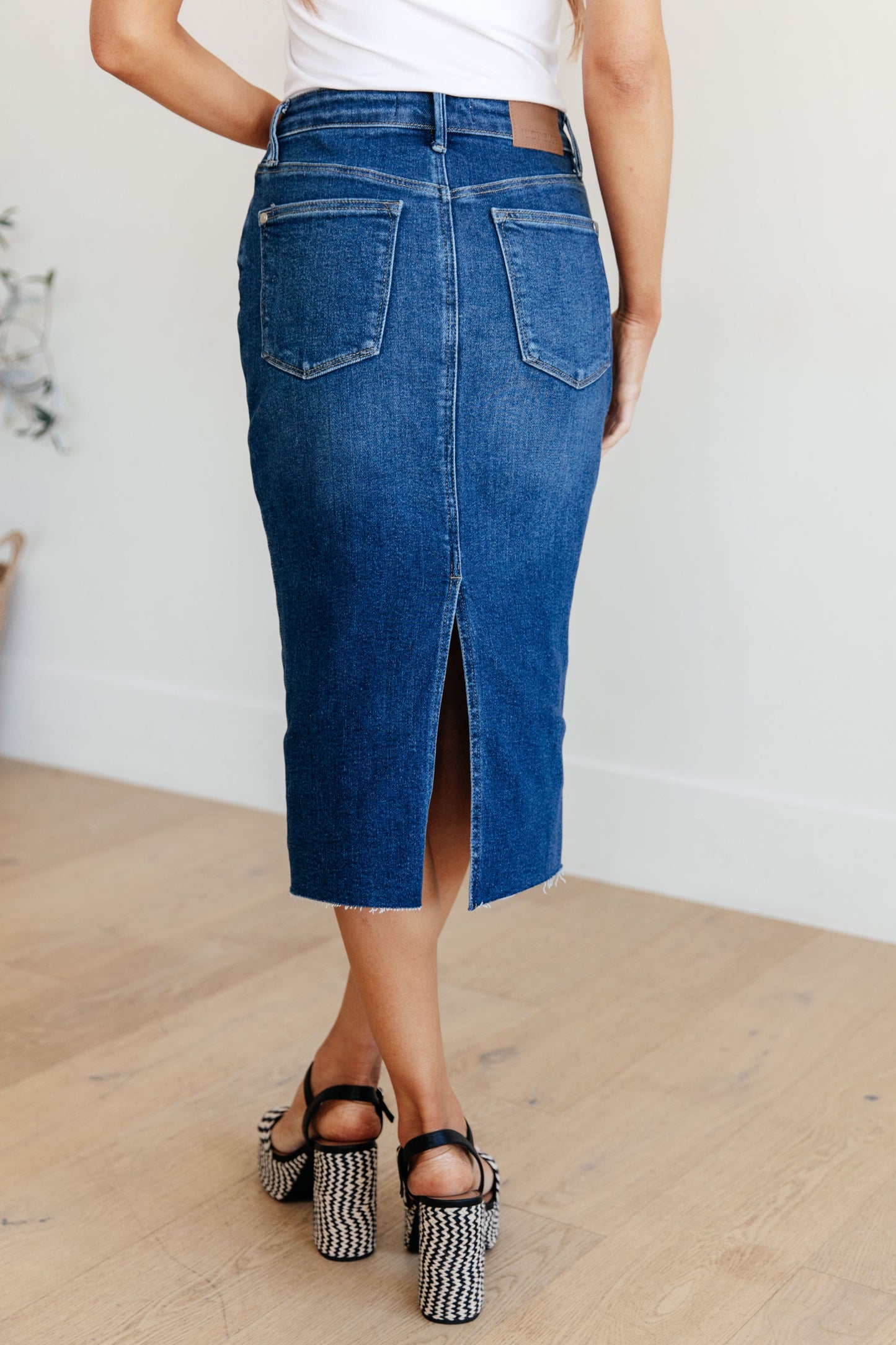 Marcy High-Rise Denim Midi Skirt | Judy Blue