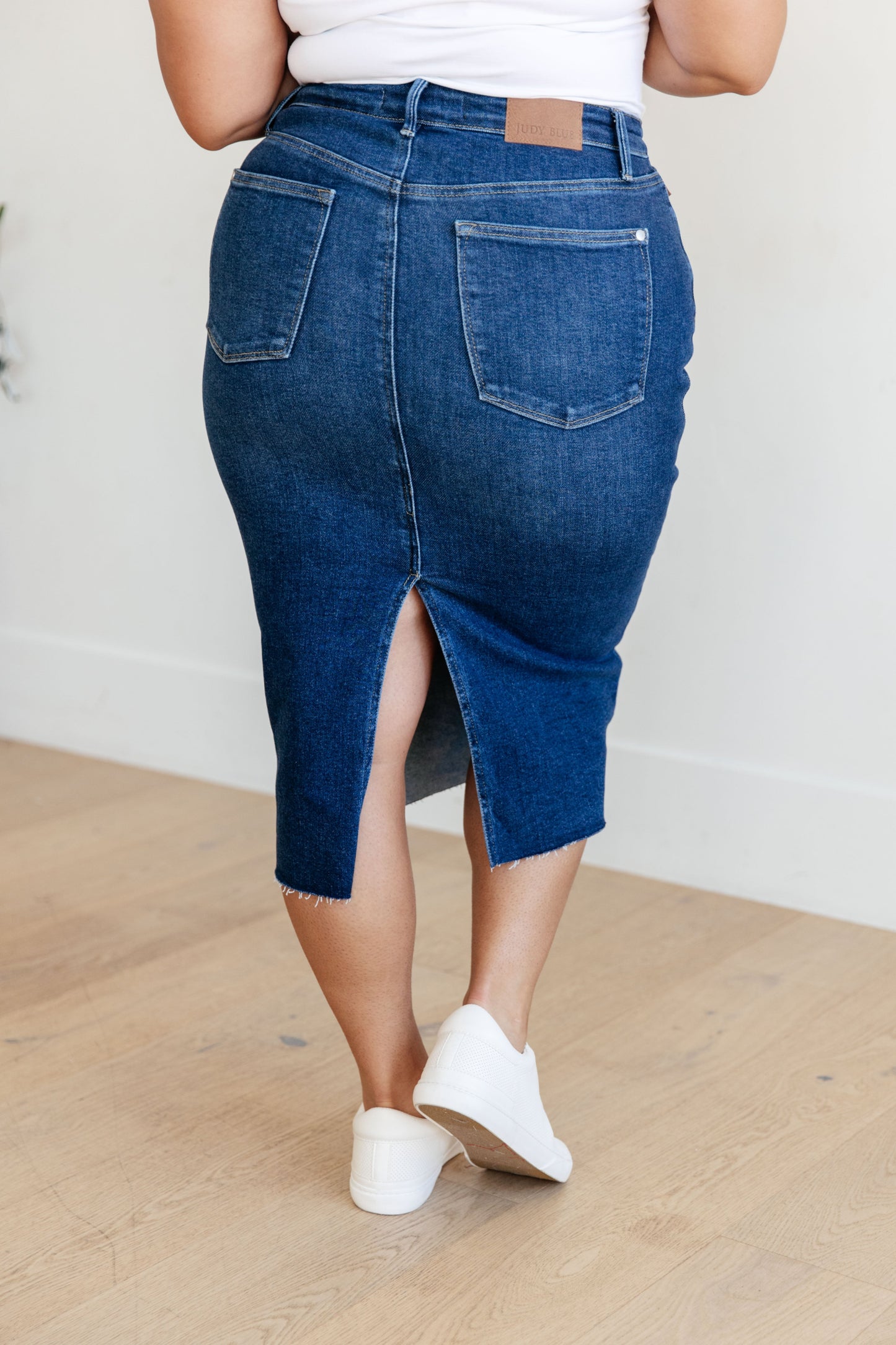 Marcy High-Rise Denim Midi Skirt | Judy Blue