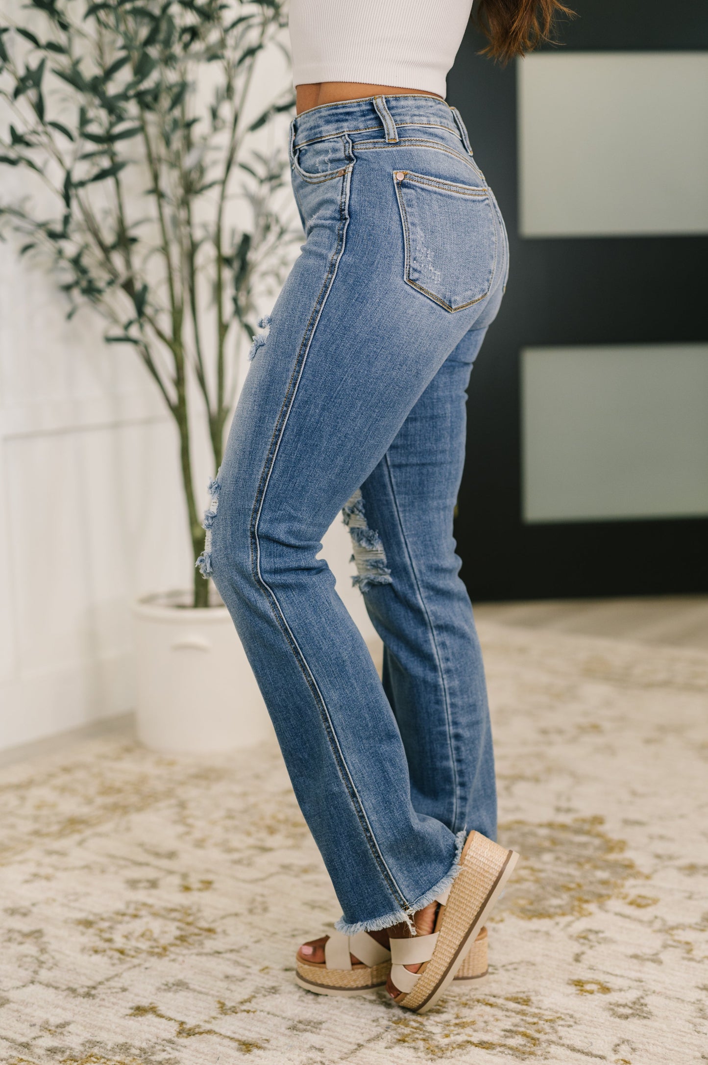 Maureen High-Rise Distressed Bootcut Jeans | Judy Blue