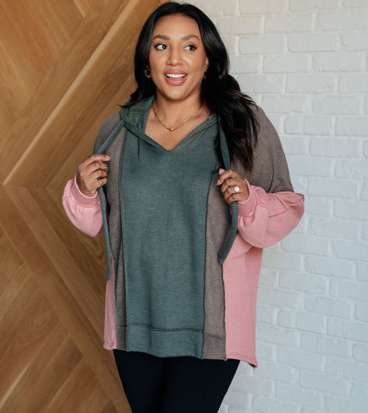 Message Me Back Color Block Hoodie